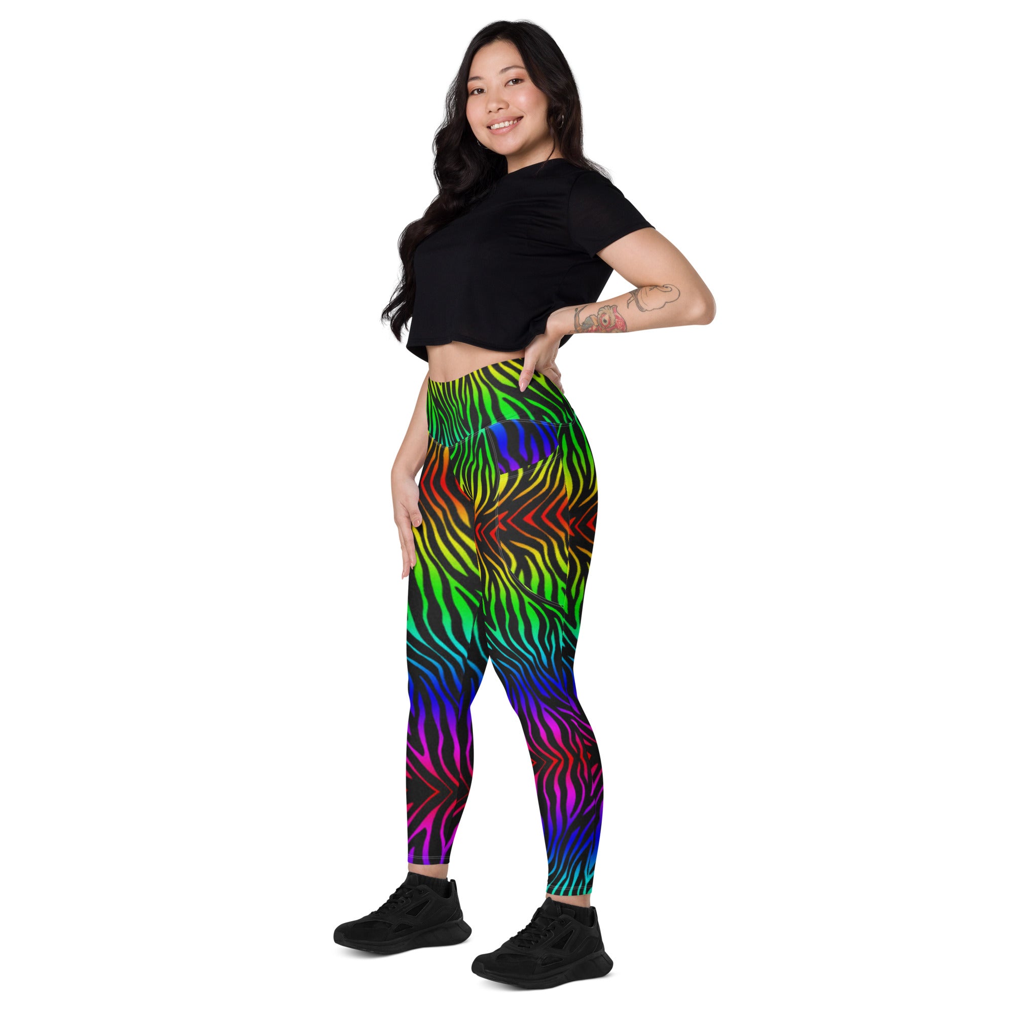 Rainbow Zebra Leggings with Pockets | All Sizes